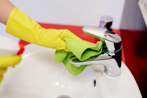Carpet cleaning equipment in a home interior