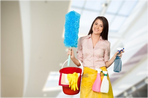 Commercial cleaning team maintaining a professional office environment